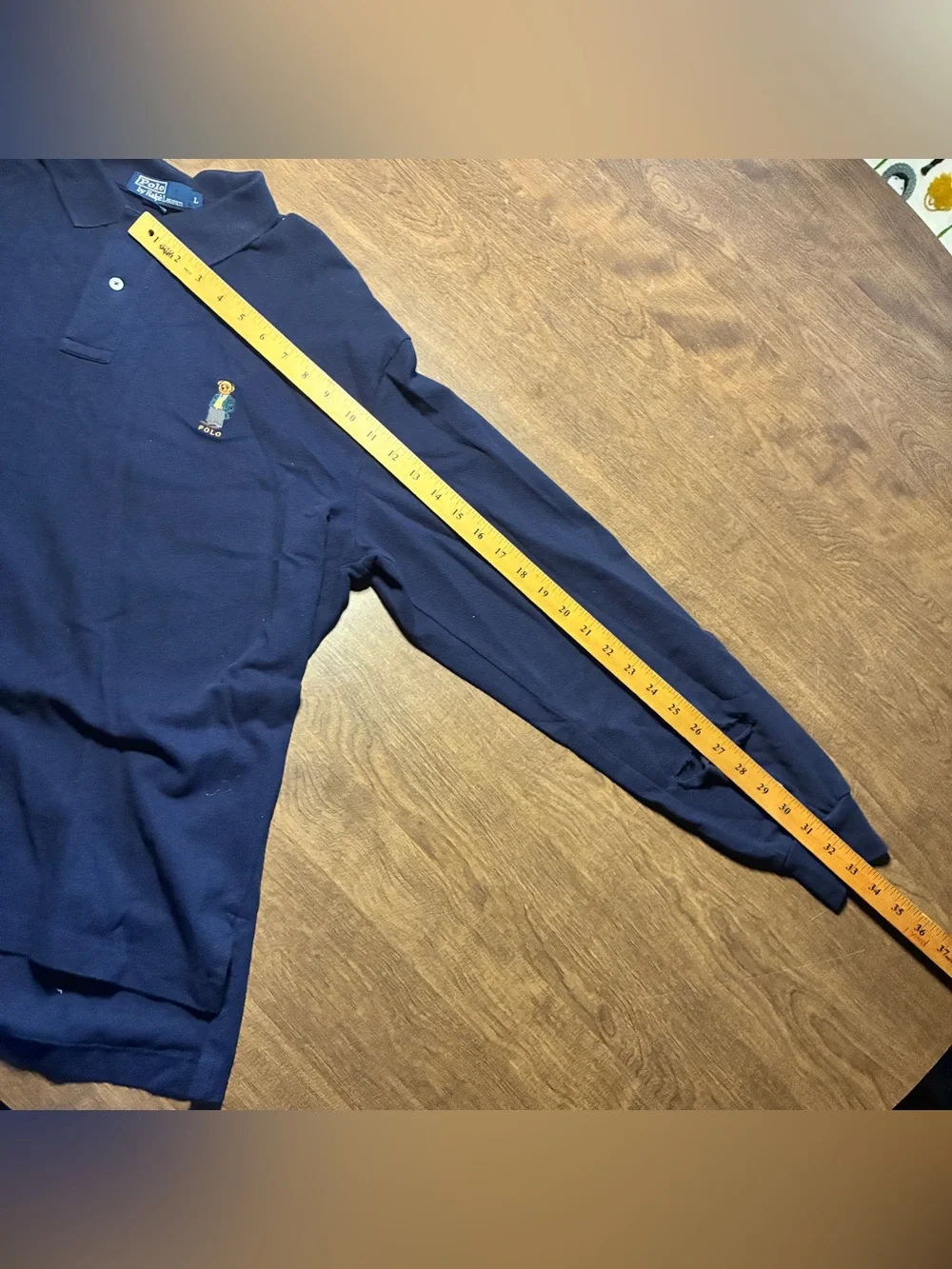 Ralph Lauren Navy Long-Sleeve Polo with Bear Embroidery